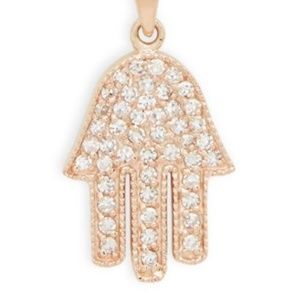 Rose Gold Diamond Hamsa Pendant Necklace